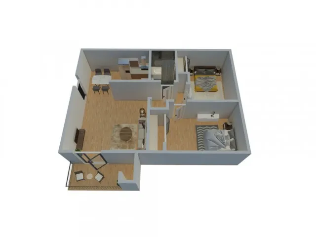 The Phoenix Reno 2x1 two bedroom one bathroom 860 sq ft floor plan in Reno NV