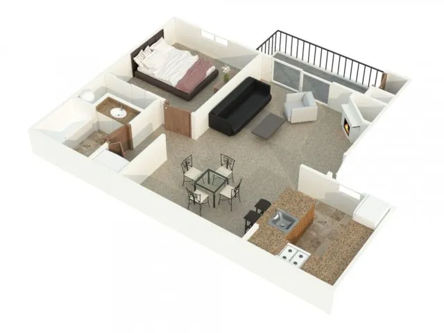 Alderwood Heights 1 bedroom apartment floor plan