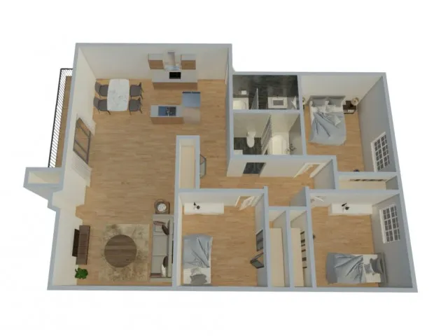 The Phoenix Reno 3x2 A three bedroom two bathroom 1140 sq ft floor plan in Reno NV