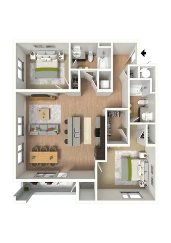2 Bedroom floor plan