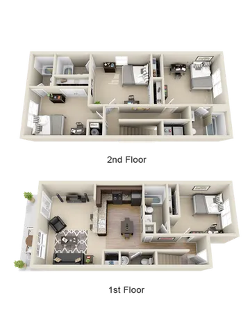 Four Bedroom Four Bathroom Townhome Floor Plan at The Cottages on Lindberg in West Lafayette, IN