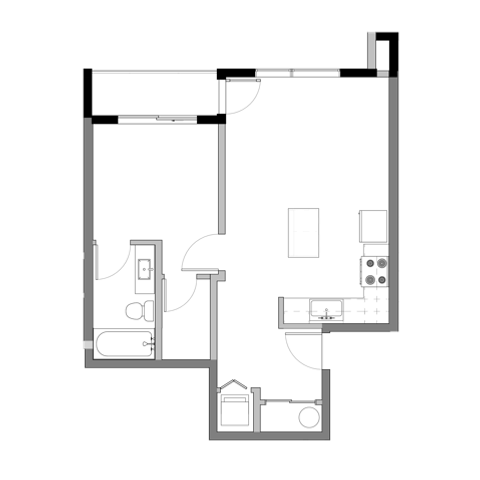 1x1 D Floorplan