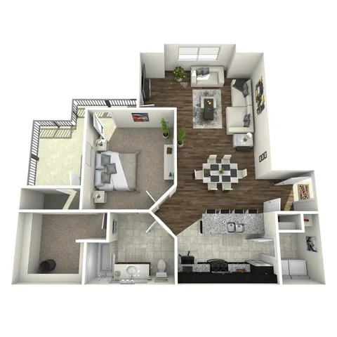 Franklin 1-bedroom apartment floor plan with spacious living and dining area at Corbin Crossing Overland Park KS