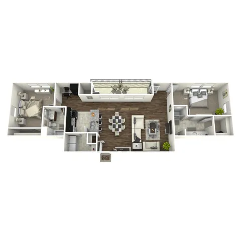 Richmond 2-bedroom apartment floor plan with open-concept kitchen and balcony at Corbin Crossing Overland Park KS