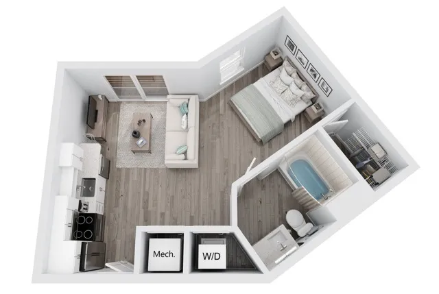 S1 studio apartment floor plan at Niche luxury apartments in Tampa, FL