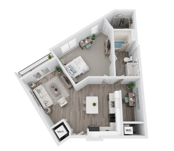 A2 one-bedroom with den apartment floor plan at Niche luxury apartments in Tampa, FL