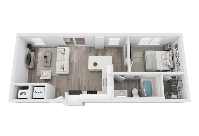 A4 one-bedroom apartment floor plan at Niche luxury apartments in Tampa, FL