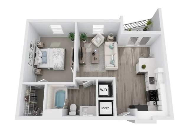 A6 one-bedroom apartment floor plan at Niche luxury apartments in Tampa, FL
