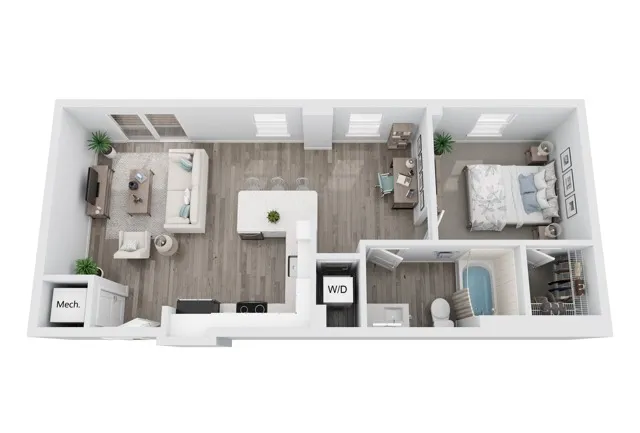 A5 one-bedroom with den apartment floor plan at Niche luxury apartments in Tampa, FL