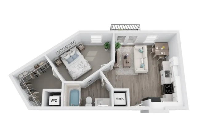 A7 one-bedroom apartment floor plan at Niche luxury apartments in Tampa, FL