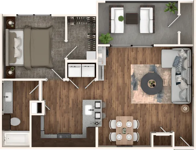 La Mesa XL One Bedroom One Bathroom 770 sq ft Floor Plan at Stone Hill Apartments in Pflugerville, TX