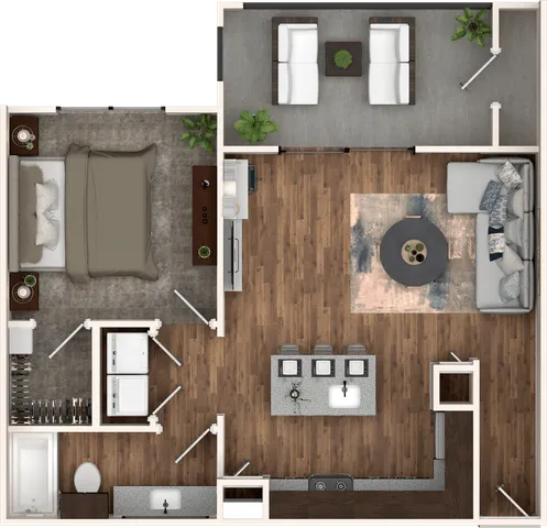 Coronado XL One Bedroom One Bathroom 738 sq ft Floor Plan at Stone Hill Apartments in Pflugerville, TX