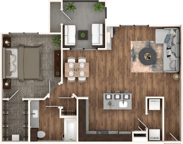 Catalina One Bedroom One Bathroom 818 sq ft Floor Plan at Stone Hill Apartments in Pflugerville, TX
