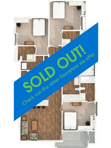 Inviting floor plan showcasing 3 bedrooms, a cozy open-concept living space, stylish kitchen, SOLD OUT! Explore other available options.