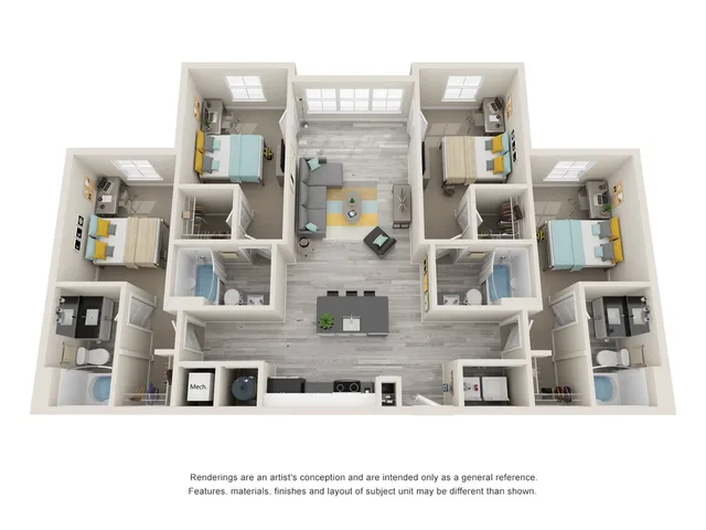 Campus Circle Gainesville - 4 Bedroom Floorplan
