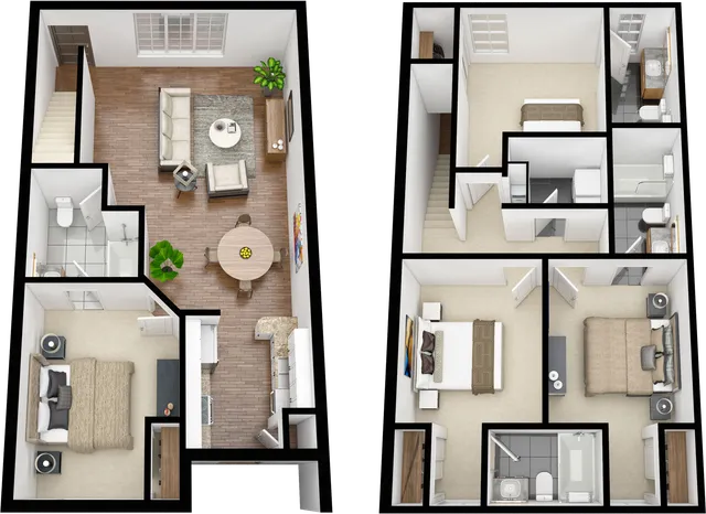 The Quad apartments in Orlando FL 4x4 bedroom floorplan
