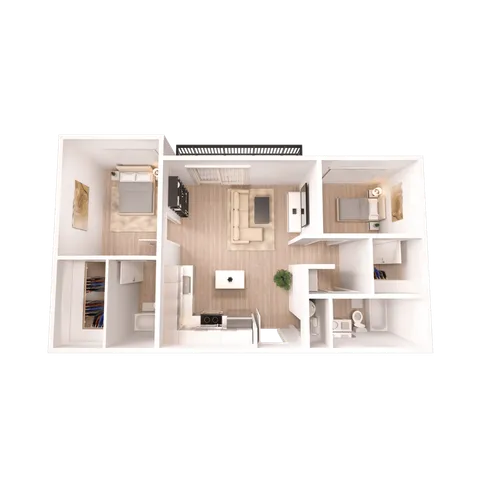 Two Bedroom Two Bathroom Plan B Floor Plan at The Edison in Reno, NV