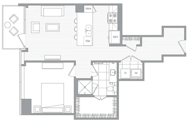 J / 1 Bedroom / 1 Bath