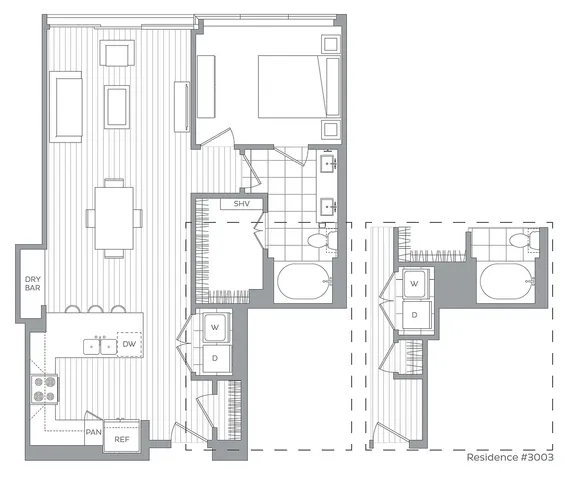 K / 1 Bedroom / 1 Bath