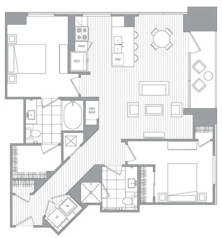 R / 2 Bedroom / 2 Bath