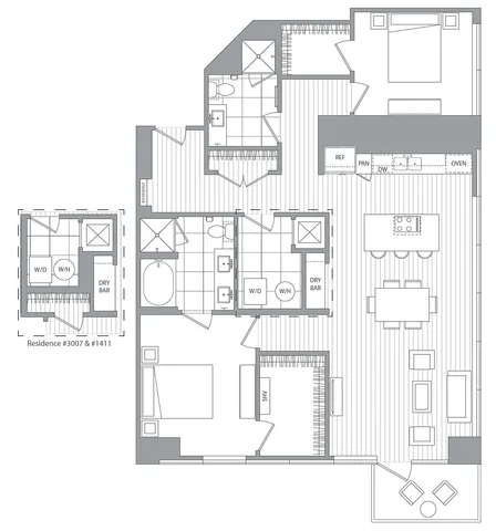 T / 2 Bedroom / 2 Bath