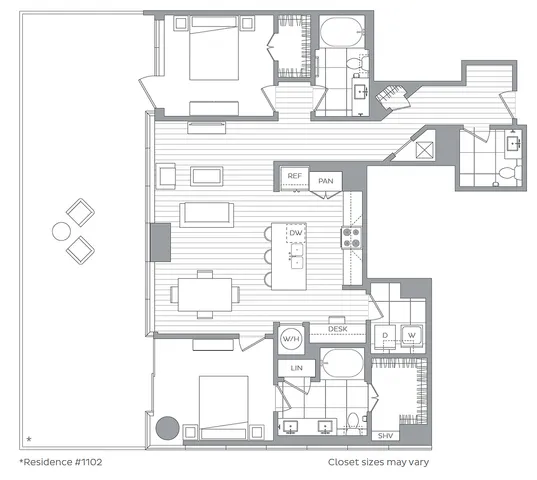 X / 2 Bedroom / 2.5 Bath