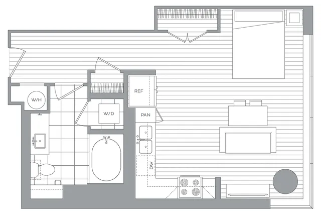 C / Studio / 1 Bath
