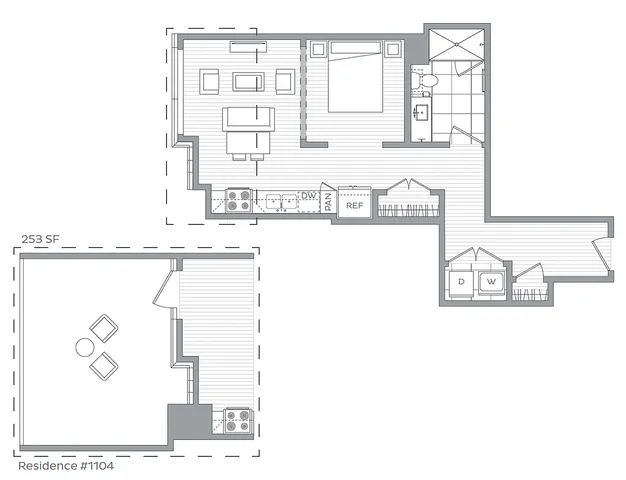 E / Studio / 1 Bath