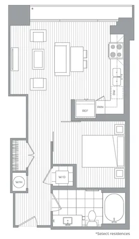 F / Studio / 1 Bath