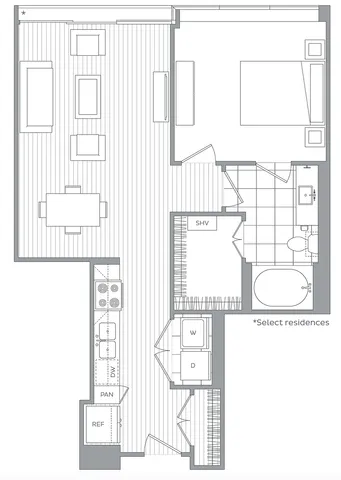 H / 1 Bedroom / 1 Bath
