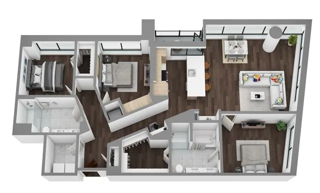 Floor Plan T - 3D