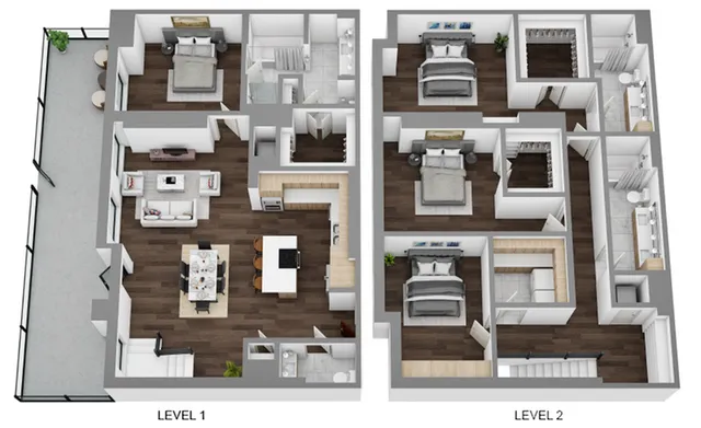 3D layout of TH3 - four bedroom