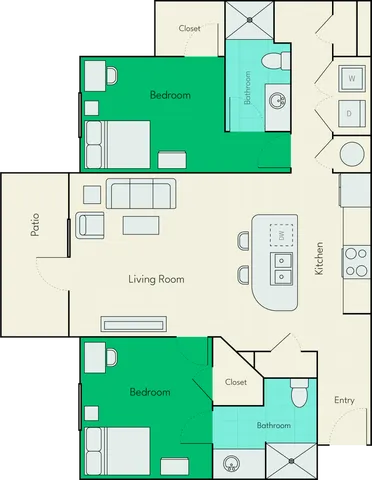 2 bed 2 bath deluxe