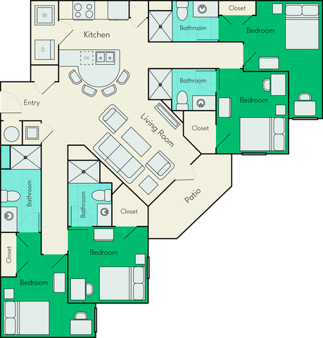 4 bed 4 bath corner