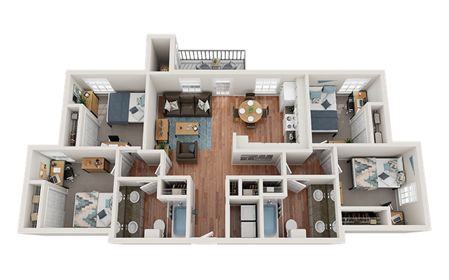 Crossing Place College Station 4 Bed x 2 Bath Floor Plan