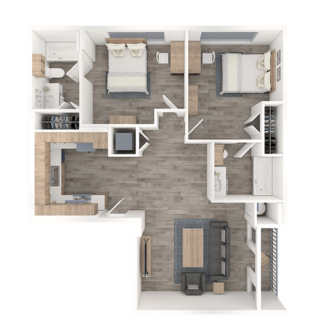 Sparq on Rio Guadalupe 2x2 San Antonio Floor Plan Image