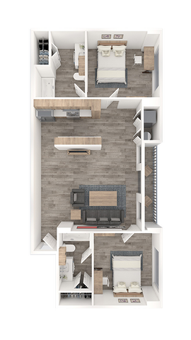Sparq on Rio Guadalupe 2x2 Floor Plan Image