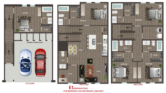 Pointe at Pinhook, The - Three-Floor Plan