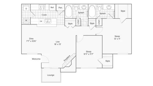 Floor Plan Layout | ReNew North Park Apartment Homes for Rent in Midland TX 79707