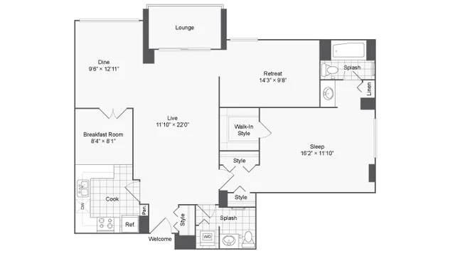 Floor Plan 1 | Luxury Apartments In Alexandria VA | Arrive 2801