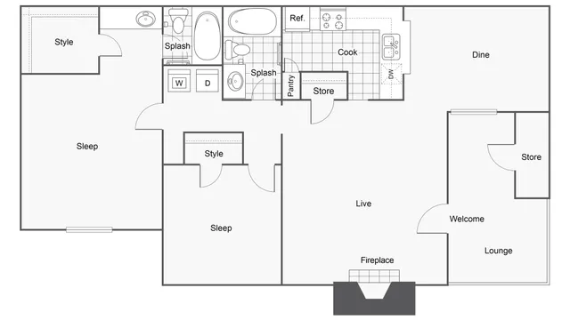 Floor Plan Layout | ReNew Fairmont Park Apartment Homes for Rent in Midland TX 79707