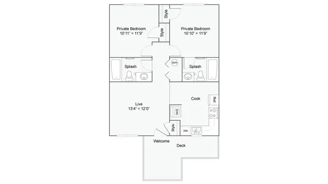2 Bedroom Floor Plan | The Social West Ames Apartment Homes for Rent in Ames IA 50014