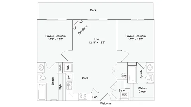 2 Bedroom Floor Plan | The Social West Ames Apartment Homes for Rent in Ames IA 50014