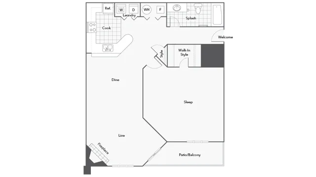 1 BR x 1 BA - A1 (Affordable 50) Floorplan Image | ReNew West Bloomington