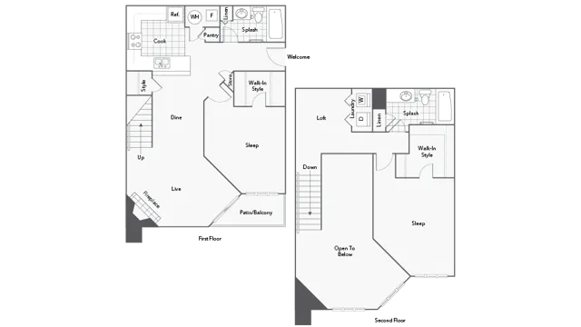 2 BR x 2 BA - C1 Floorplan Image | ReNew West Bloomington