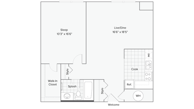 1BR x 1BA - Dean - Amherst Floorplan | ReNew Taunton on Dean