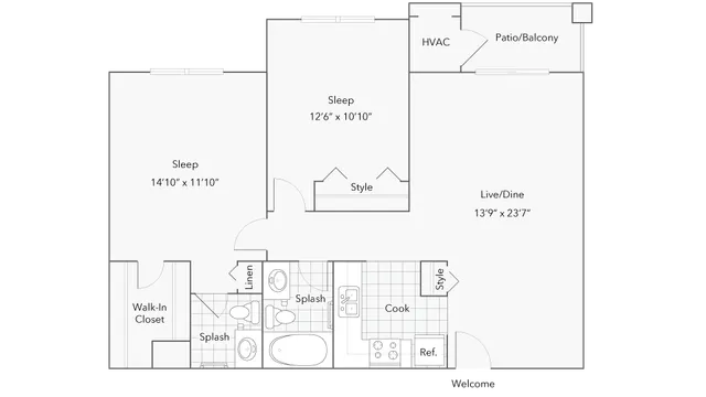 2BR x 1.5BA - Dean - Bridgeport Floorplan | ReNew Taunton on Dean