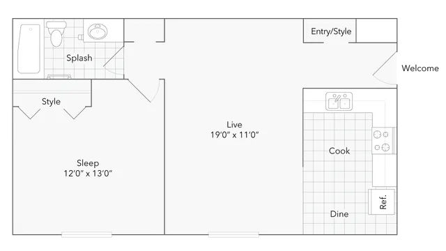 1 Bedroom Floor Plan