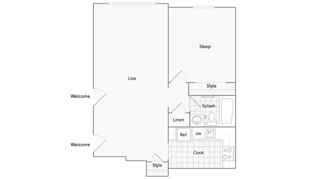 Allentown 1-Bedroom Floorplan