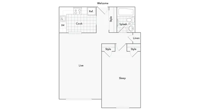 Albany 1-Bedroom Floorplan